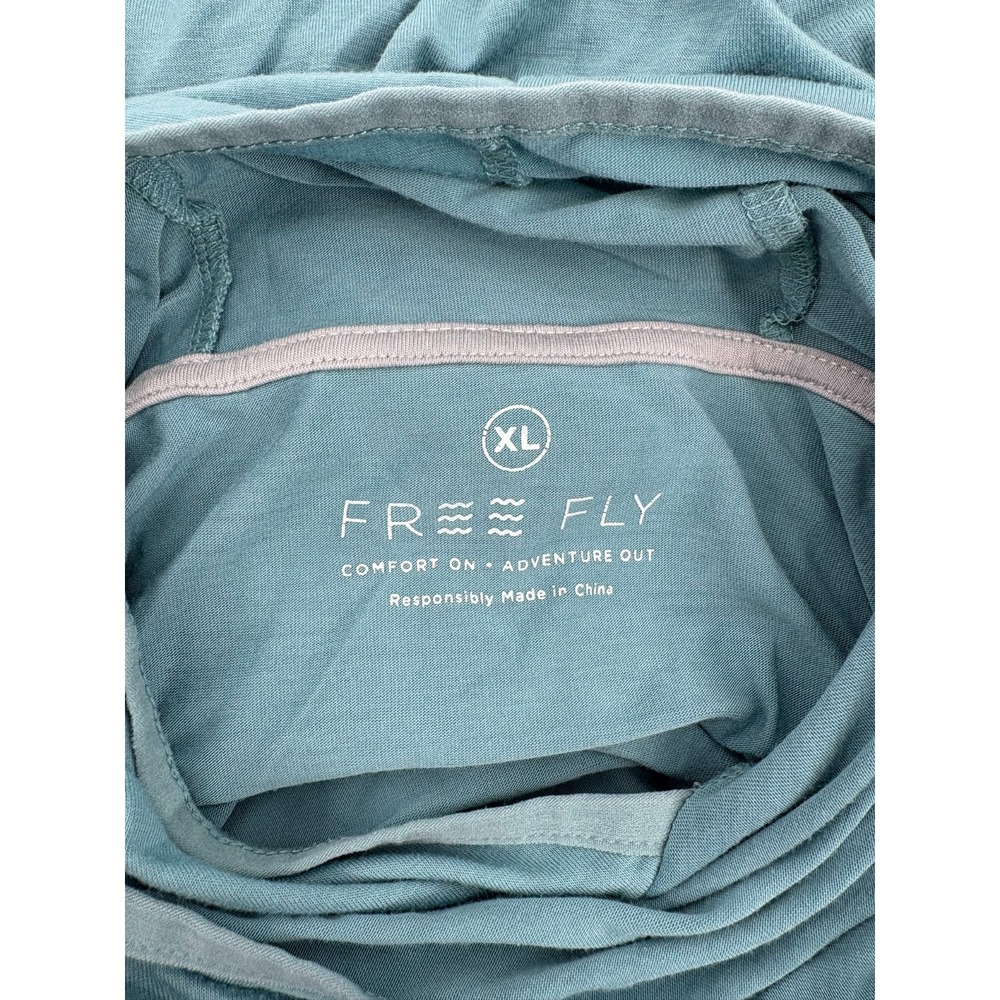 Free Fly Hoodie Mens XL Blue Green Pullover Bamboo Blend Lightweight Performance - Picture 6 of 7